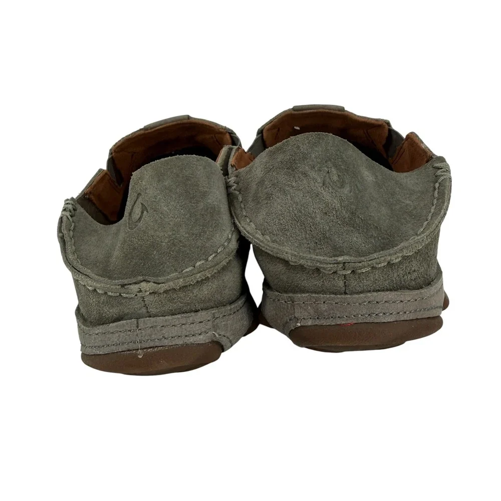 OluKai  Moloa Kohana Grey Suede Slip On Driving Loafers Mens 8  Drop-In Heel